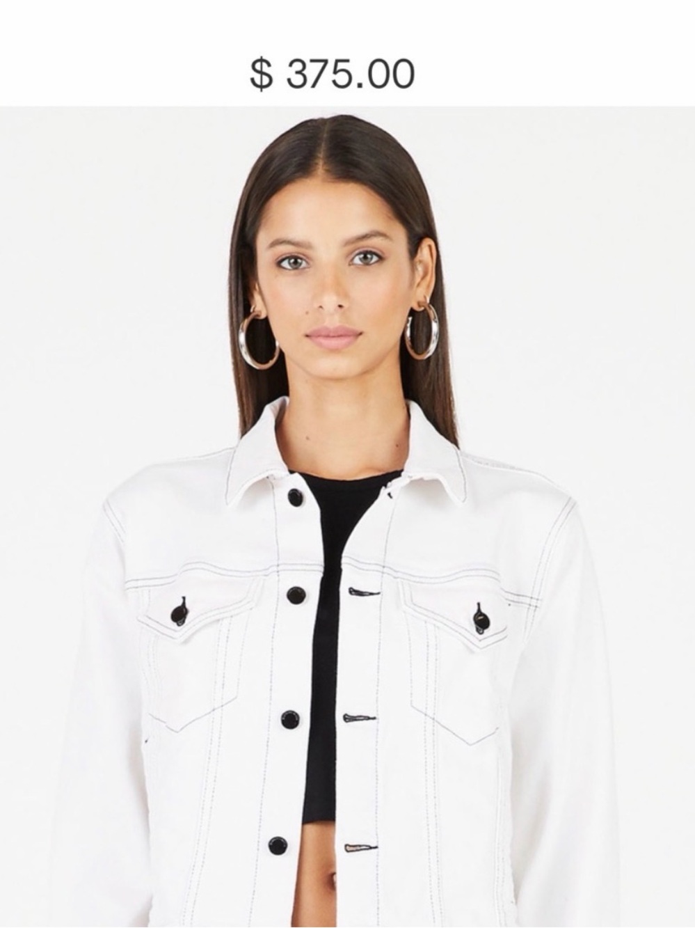 Cotton Citizen White Denim Jacket With Black Stiching and Buttons NWT Small